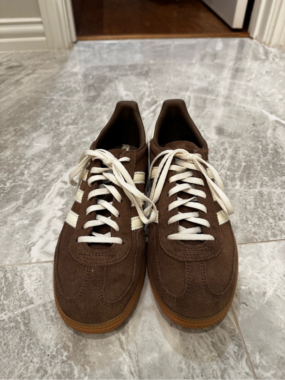 Adidas Brown Samba Casual Sneakers with Cream Stripes - Picture 2 of 3